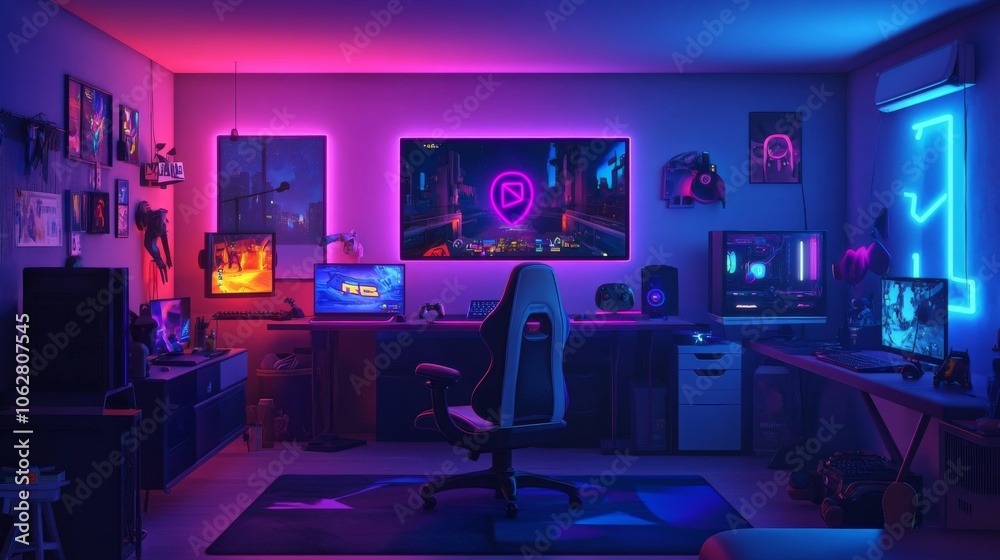 Enjoying late-night gaming sessions in a cartoon-themed dark house. Enjoying late-night gaming sessions in a cartoon-themed dark house.