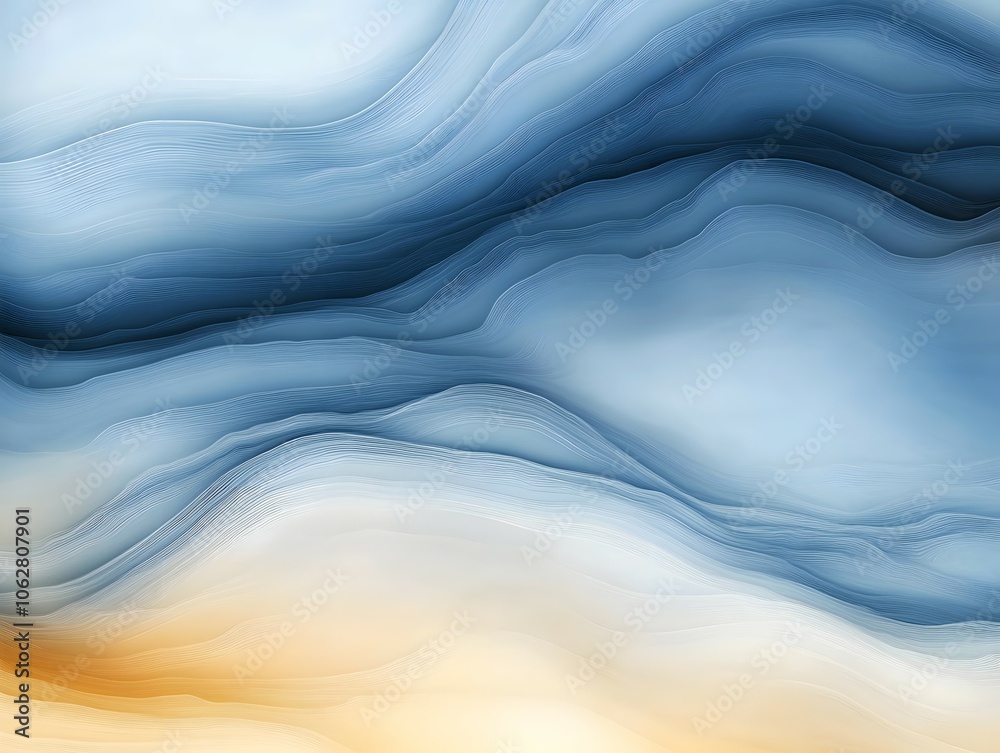 Abstract background with flowing blue and yellow lines, creating a calming and ethereal atmosphere. Abstract background with flowing blue and yellow lines, creating a calming and ethereal atmosphere.