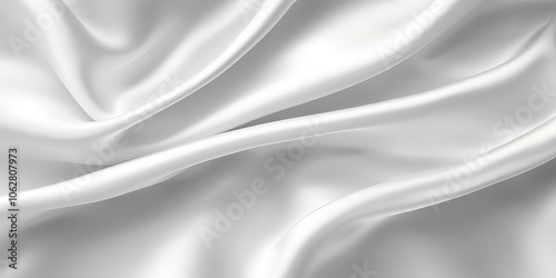 white silk satin fabric with softly wrinkled waves, white 3D plain cloth with wrinkles, luxury white background 