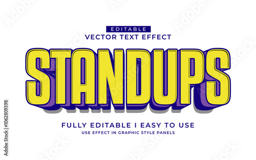 3d editable standup text effect graphic style template