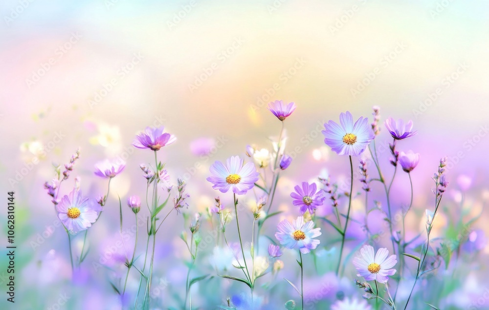 A serene summer evening in a colorful meadow. A serene summer evening in a colorful meadow.