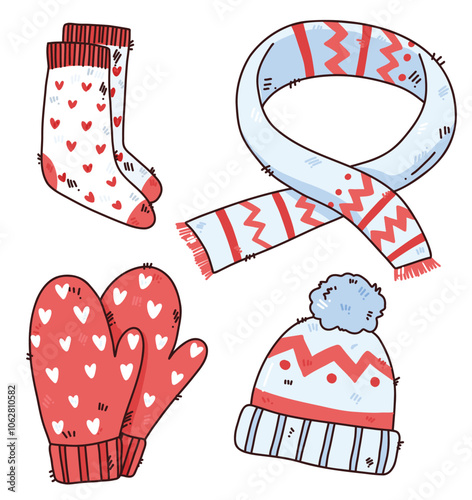 vector set of winter clothes