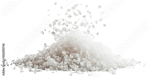 Delicate Fleur de Sel Sea Salt Crystals Isolated with Transparent Background for Food Photography