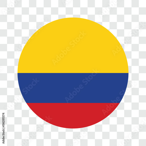Circle flag of Colombia isolated background. Vector design