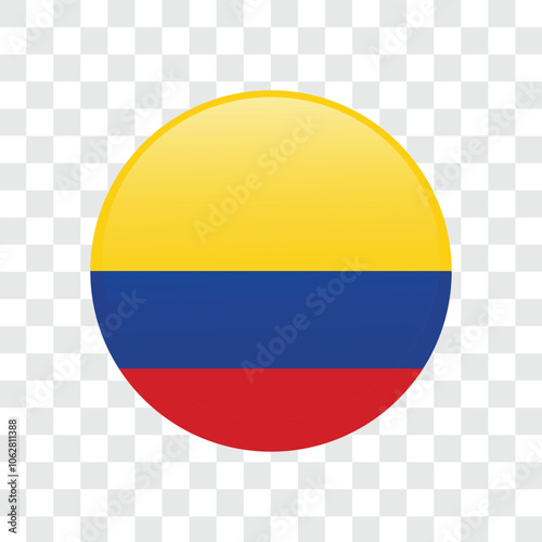 Circle flag of Colombia isolated background. Vector design