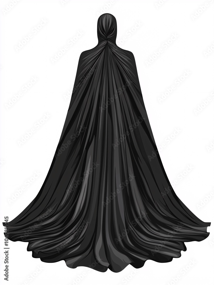 Elegant cape design with textured fabric and stylish folds, displayed from the front against a white backdrop. Elegant cape design with textured fabric and stylish folds, displayed from the front against a white backdrop.