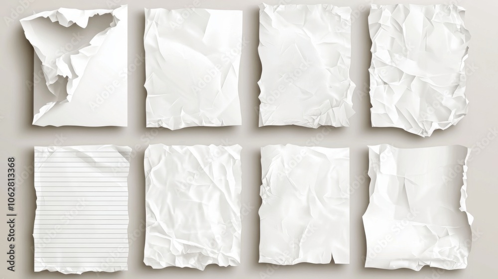 Obraz premium Modern mockup featuring crumpled effects on blank sheets.