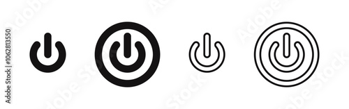On off power button icons set. Power on off or switch electric current, power button. Vector illustration.