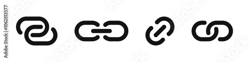 Link icons set. Chain, internet, url, connection, attachment, connect, hyperlink. Vector illustration.