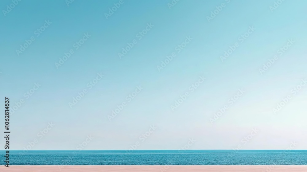 Fototapeta premium Serene beach view with turquoise water and clear sky, perfect for relaxation.