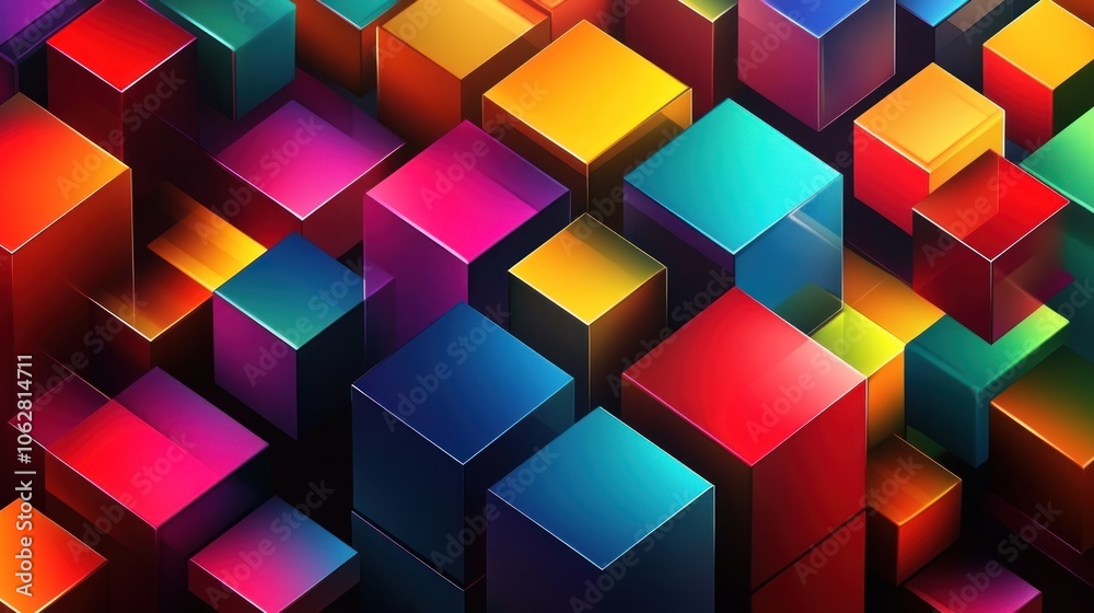 A colorful abstract background of 3D cubes with a vibrant color scheme. A colorful abstract background of 3D cubes with a vibrant color scheme.