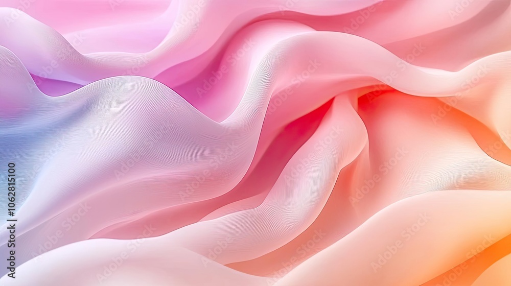Soft pastel silk fabric texture, flowing waves of color, abstract background Soft pastel silk fabric texture, flowing waves of color, abstract background