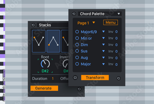 Chord pallet transform and Stacks tool. Vector illustration