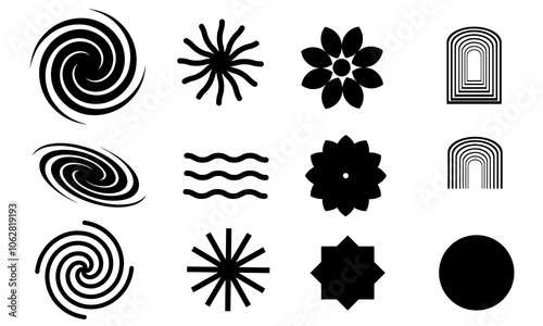 Brutalist abstract geometric vector black colors