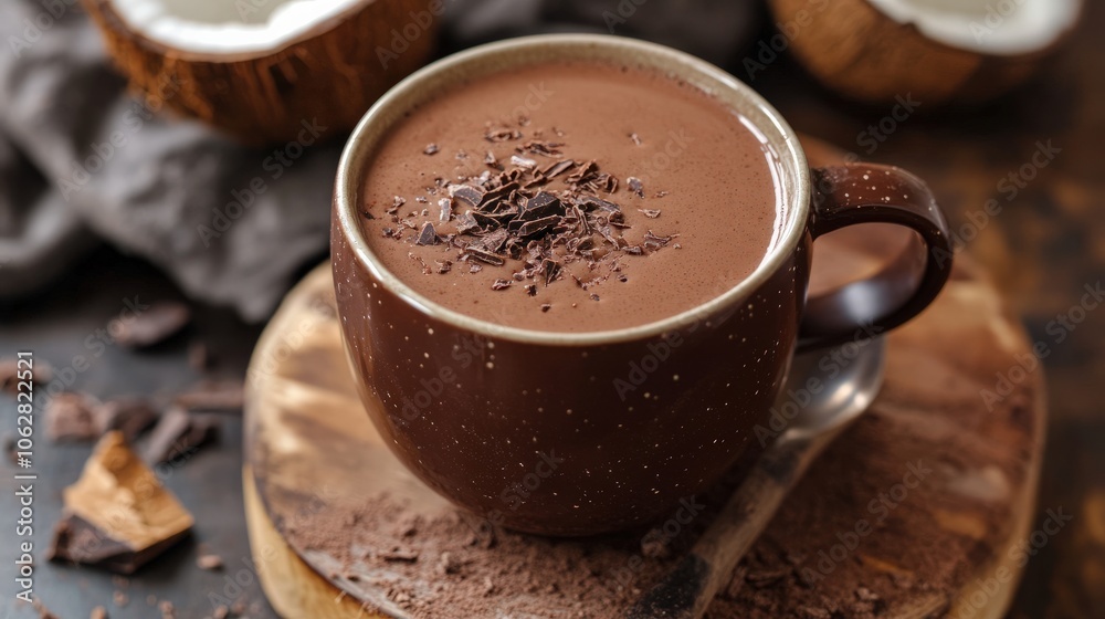A rich collagen-infused hot chocolate made with dark cocoa and coconut milk, providing a warm, indulgent beverage that supports joint health and glowing skin while satisfying cravings A rich collagen-infused hot chocolate made with dark cocoa and coconut milk, providing a warm, indulgent beverage that supports joint health and glowing skin while satisfying cravings