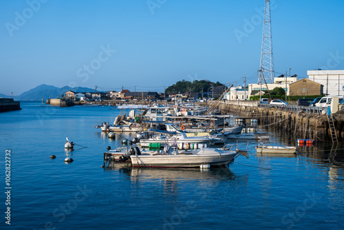 日本の広島県竹原市の忠海港の美しい風景