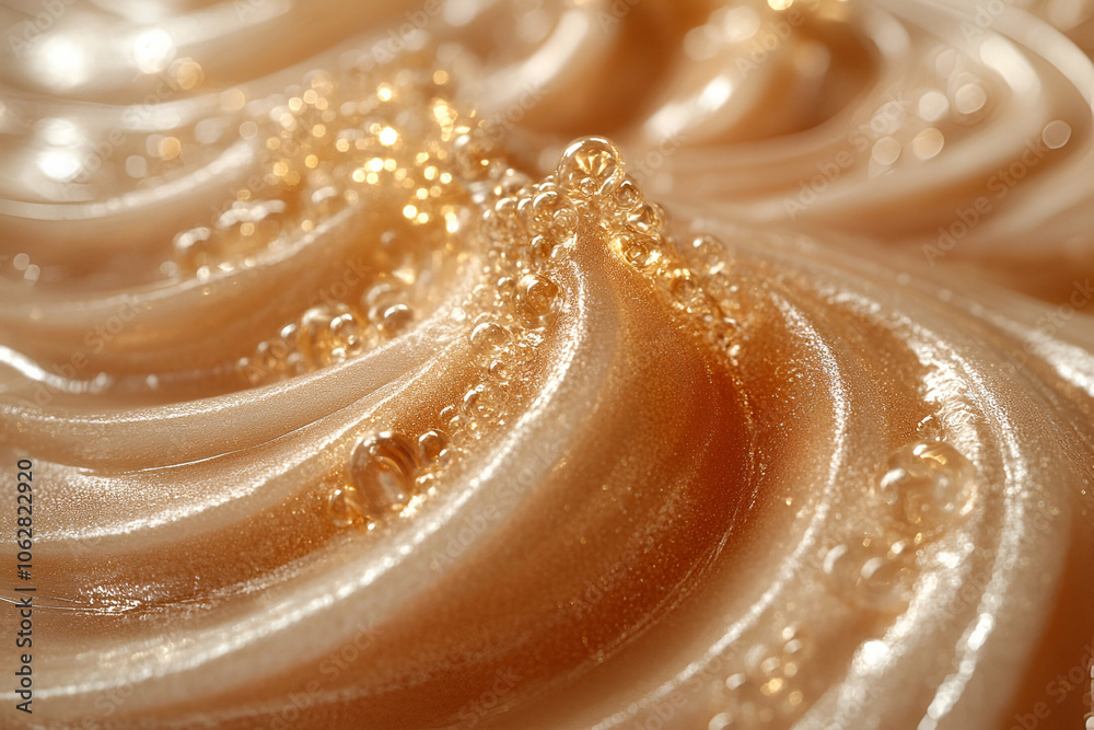 A close-up view of smooth, creamy texture with shiny swirls and bubbles, resembling a luxurious dessert topping. A close-up view of smooth, creamy texture with shiny swirls and bubbles, resembling a luxurious dessert topping.