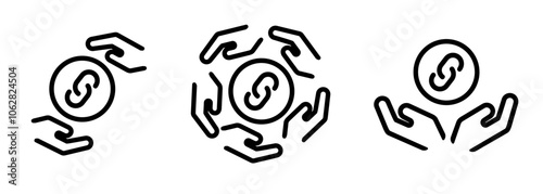 link hyperlink chain connected logo icon set collection line stroke design symbol of maintain relation cooperation