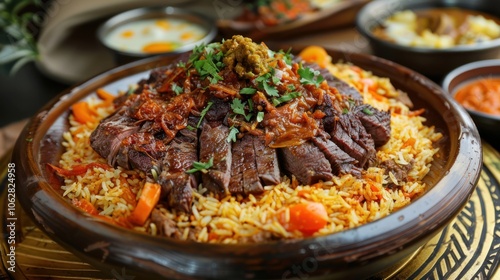 Saudi Arabia's national dish is mandhi rice with delicious beef.