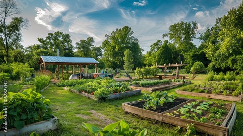 A thriving community garden providing fresh produce for residents
