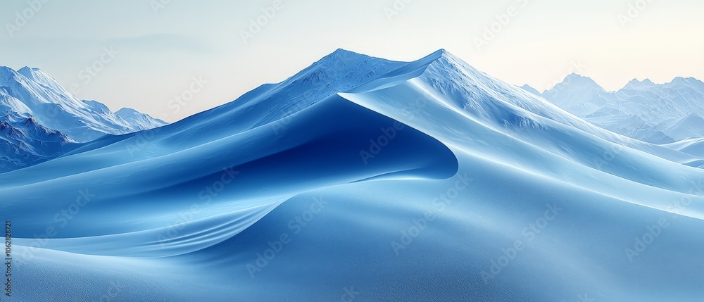 A serene landscape featuring smooth, snow-covered mountains and gentle slopes of snow. A serene landscape featuring smooth, snow-covered mountains and gentle slopes of snow.