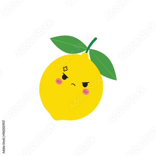 Cute Kawaii Lemon Fruit illustration vector- Lemon Face Clipart Design 