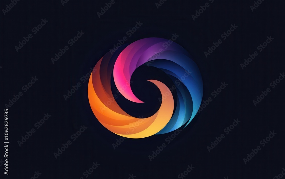 A vibrant infographic showcasing three colorful crescents arranged in a circular pattern, elegantly set against a solid black background A vibrant infographic showcasing three colorful crescents arranged in a circular pattern, elegantly set against a solid black background