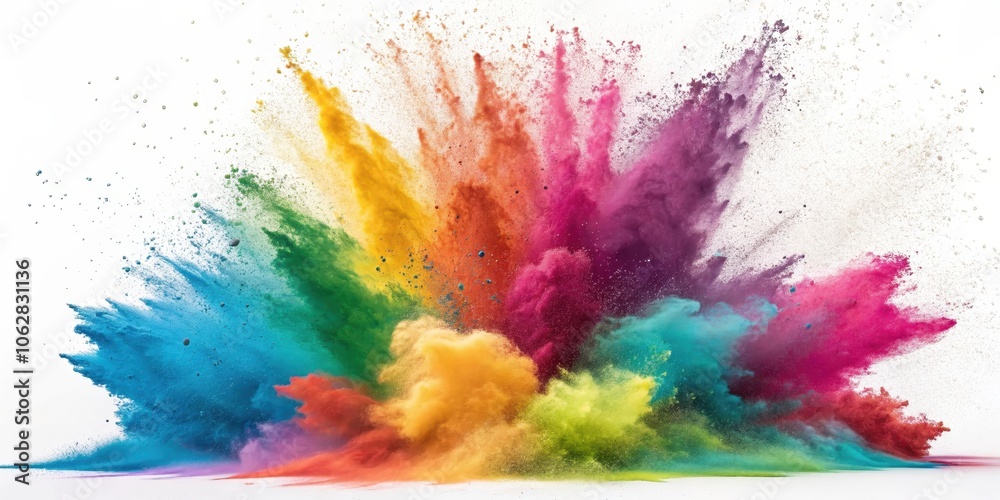 A burst of color explodes in a radiant display of rainbow hues, creating a vibrant and dynamic abstract art composition. A burst of color explodes in a radiant display of rainbow hues, creating a vibrant and dynamic abstract art composition.