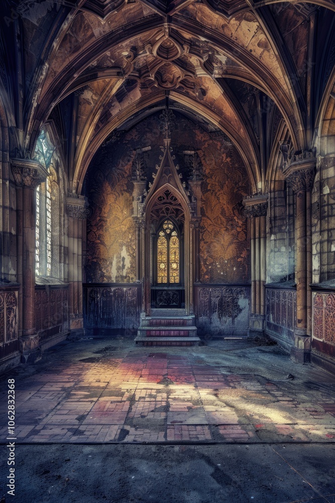 Fantasy medieval throne room in the castle. Fantasy medieval throne room in the castle.