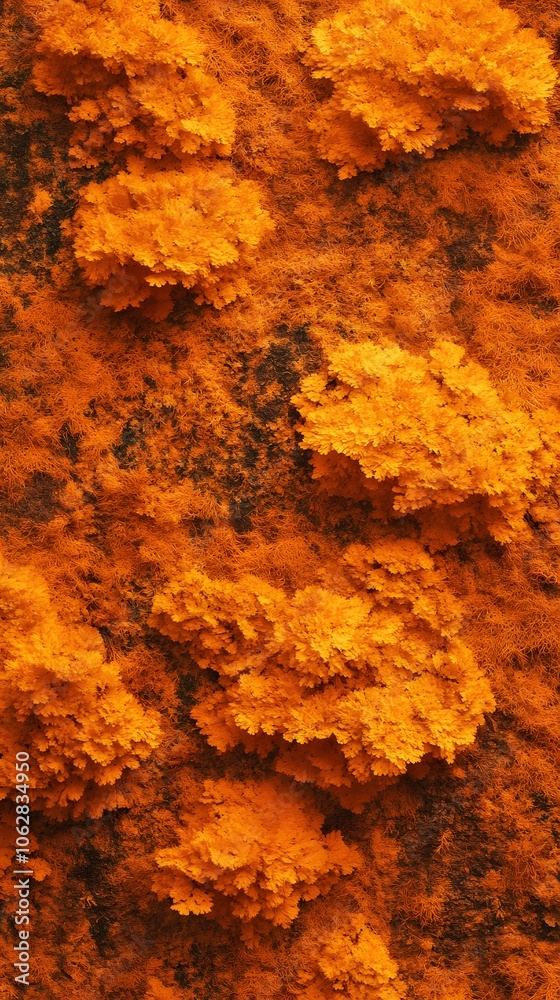 Close-up of textured orange surface resembling rust or mineral deposits. Close-up of textured orange surface resembling rust or mineral deposits.