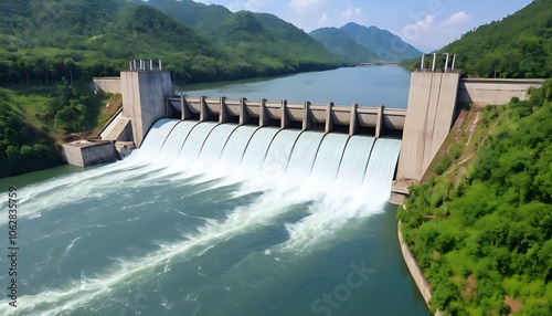 Wallpaper Mural Hydroelectric dam for industry concept on natural background. Suitable for marketing or business purposes. Panoramic banner with place for text Torontodigital.ca