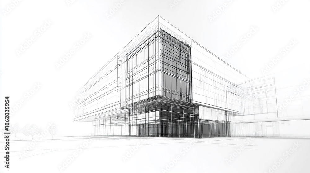 Modern architectural design of a sleek glass office building, emphasizing futuristic lines and contemporary urban aesthetics. Detailed architectural drawing with annotations and measurements.
Modern architectural design of a sleek glass office building, emphasizing futuristic lines and contemporary urban aesthetics. Detailed architectural drawing with annotations and measurements.