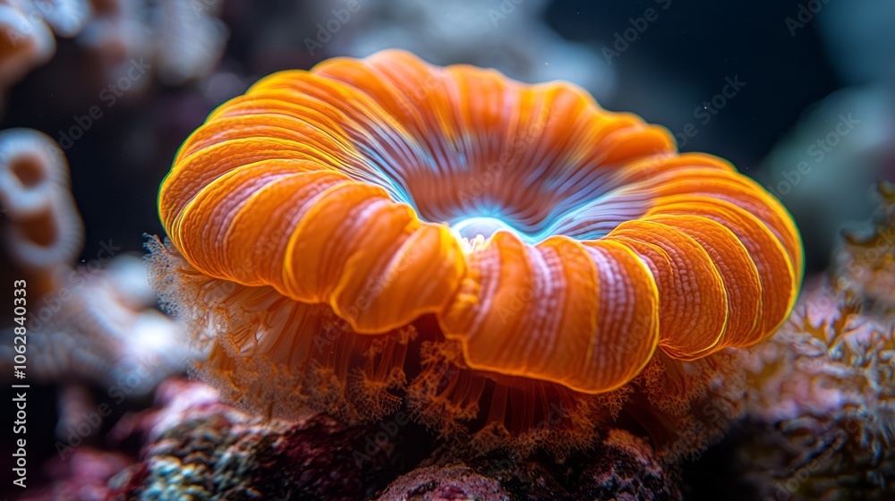 Obraz premium Vibrant Corals in a Serene Underwater Landscape Showcasing Nature's Beauty and Marine Life Diversity