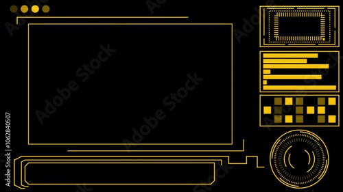 4K digital Security HUD futuristic background in Alpha Channel. Technology Hud Security Camera for information call box bars, business, industry, and news channels in 4K.Technology cool designed HUD.