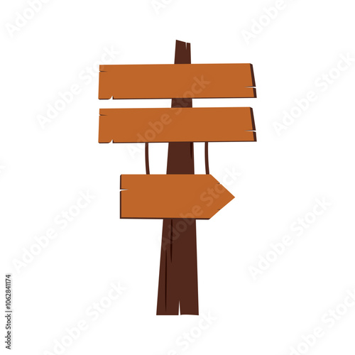 Direction Wooden Signboard Illustration