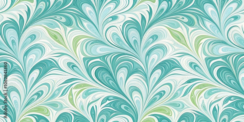 Abstract Swirling Pattern of Turquoise, White, and Green Hues