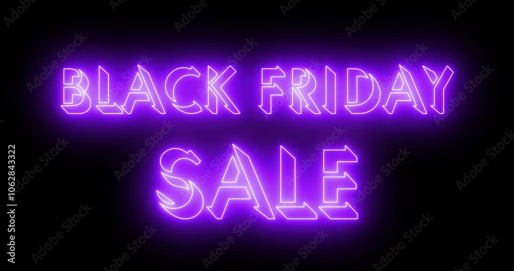 Black Friday Sale text animation in 4K. Neon Black Friday Sale text with glowing neon text is perfect for online shops, blogs, web, cafes, advertising, and hotels. Technology video material animation. Black Friday Sale text animation in 4K. Neon Black Friday Sale text with glowing neon text is perfect for online shops, blogs, web, cafes, advertising, and hotels. Technology video material animation.