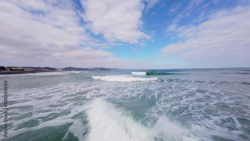 FPV Drone View of Surfable Beach in Pohang, South Korea FPV Drone View of Surfable Beach in Pohang, South Korea