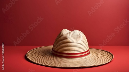 mexican hat agaisnt red background with space for text photo