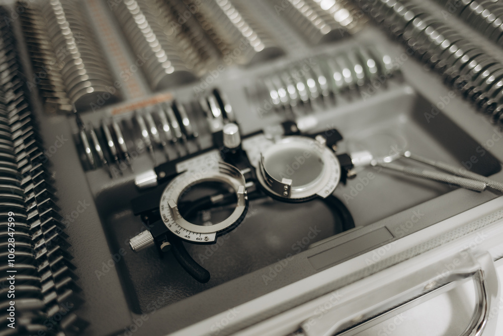 Optometrist trial frame and lens kit for eyesight testing Optometrist trial frame and lens kit for eyesight testing