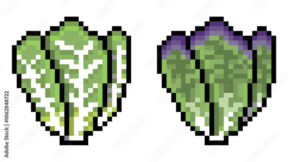 Fototapeta premium レタス サニーレタス 葉物野菜ドット絵 8bit (.PNG)