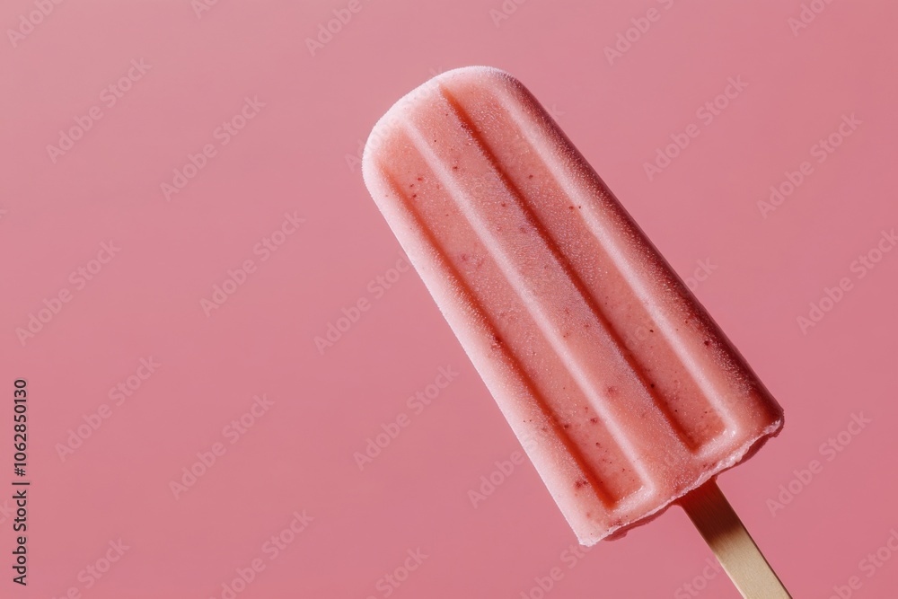 Delicious pink ice cream popsicle refreshing on hot summer day Delicious pink ice cream popsicle refreshing on hot summer day
