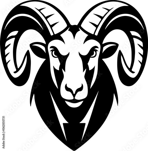 Ram icon isolated on white background. Mutton head. Design elements for logo, label, emblem, sign, brand mark. Vector illustration