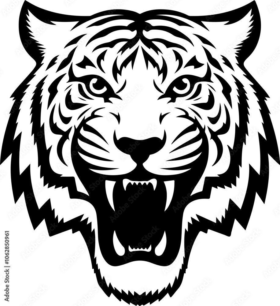 Fototapeta premium tiger head illustration isolated on white background. Images for logo, label, emblem. Vector illustration.