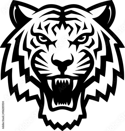 tiger head illustration isolated on white background. Images for logo, label, emblem. Vector illustration.