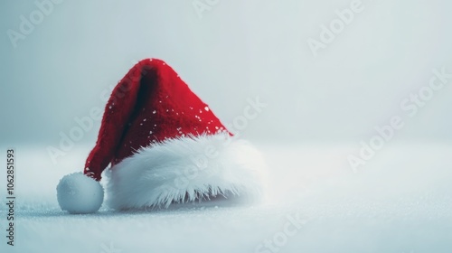 Side view of a Santa cap lying on a white background. photo