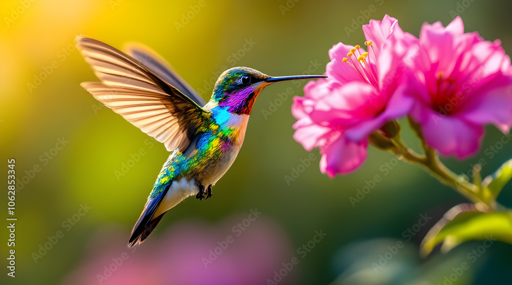 Fototapeta premium Vibrant Hummingbird in Flight