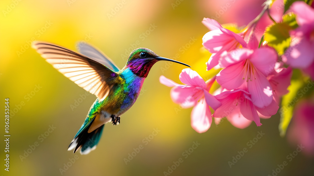 Fototapeta premium Vibrant Hummingbird in Flight