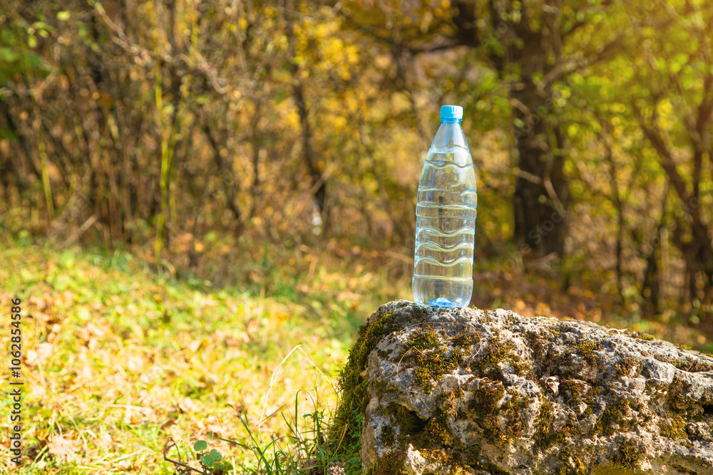Obraz premium Bottle of clean water in nature.