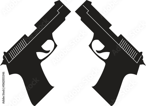 two pistol gun hand gun vector file